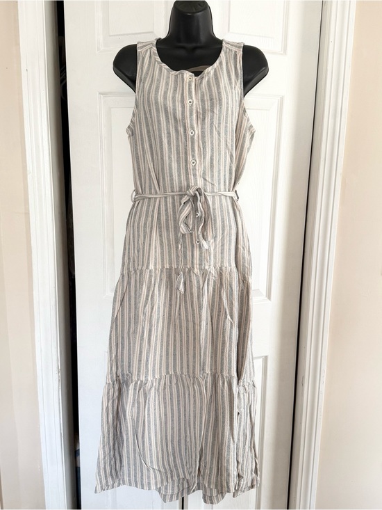 Max Studio Dresses & Skirts - Sleeveless Button-Front Striped Maxi Dress - Neutral Stripe
